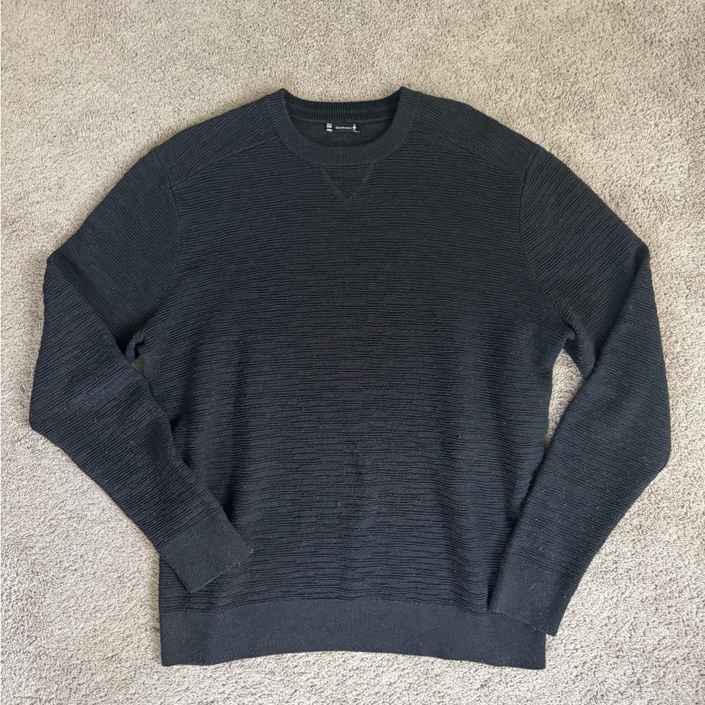 Excellent Mens Merino Wool Smartwool Light Gray Crewneck Sweater - Large